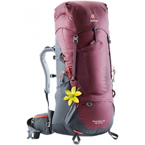 Женский рюкзак Deuter Aircontact Lite 45+10 SL (модель 2018), цвет maron-graphite, для горных походов