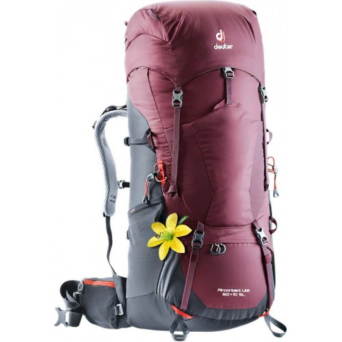 Женский рюкзак Deuter Aircontact Lite 60+10 SL (модель 2018), цвет maron-graphite, для продолжительных горных походов