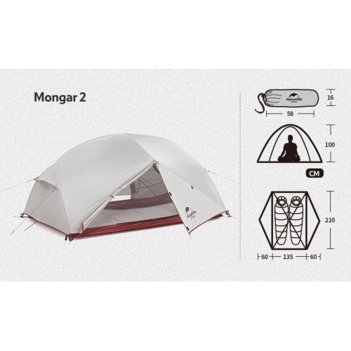 Кастомная версия палатки Mongar 2 от Naturhike, 210T, вес 2,6кг
