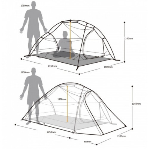 Легкая трехместная палатка, NatureHike Cloud3, цвет light green, вес 2.3 кг, обновленная модель