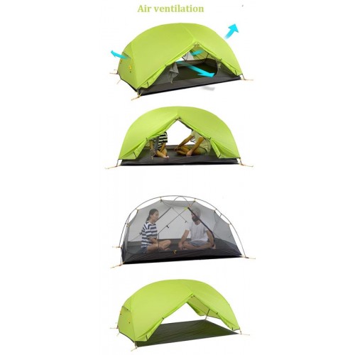 Палатки для походов и восхождений, палатка 3-х сезонная, Naturehike Mongar 2 Ultralight, цвет green, вес 2,1кг