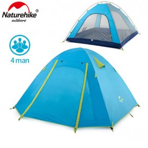 4-х местная палатка NatureHike P Series, цвет голубой, вес 2.6кг
