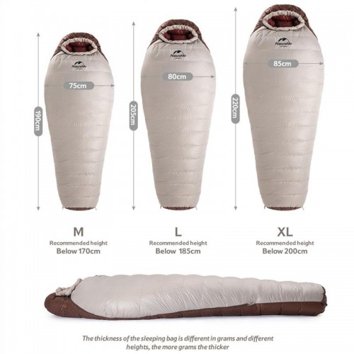 Пуховый спальник Naturehike Snowbird -3℃, размер L, вес 1,28 кг