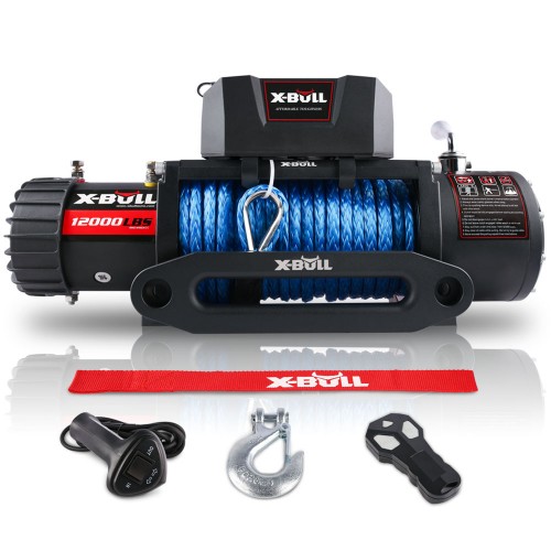 X-BULL Electric Winch 12000 LBS 12V Upgraded Version Synthetic Rope, 5.4тонн